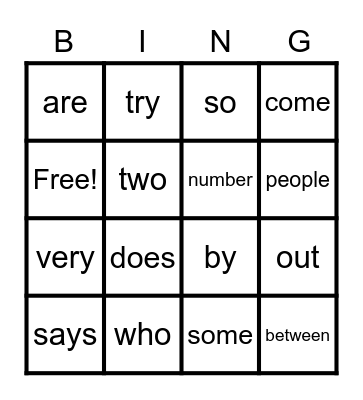 TRICK WORD BINGO Card