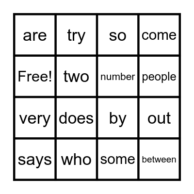 TRICK WORD BINGO NO. 6 Bingo Card