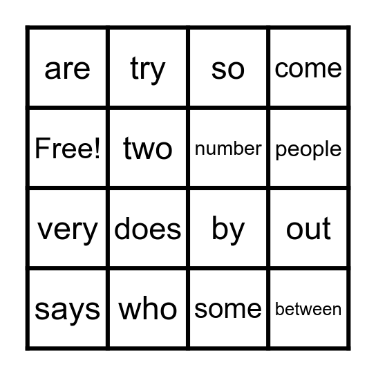 TRICK WORD BINGO NO. 6 Bingo Card