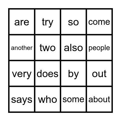 TRICK WORD BINGO NO. 6 Bingo Card
