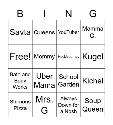 Happy Birthday Mom! Bingo Card