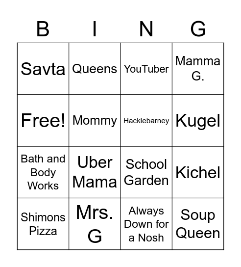 Happy Birthday Mom! Bingo Card