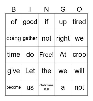 Bible Verse Bingo Card