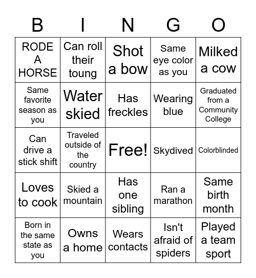 SOMEONE WHO Bingo Card