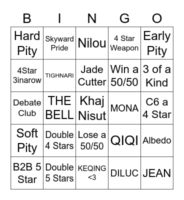 NO QIQI PLS Bingo Card