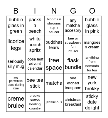 it's my last day so u have to sell all my faves x Bingo Card