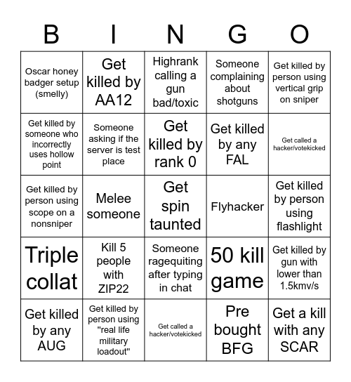 Phantom Forces bingo! (hard) Bingo Card