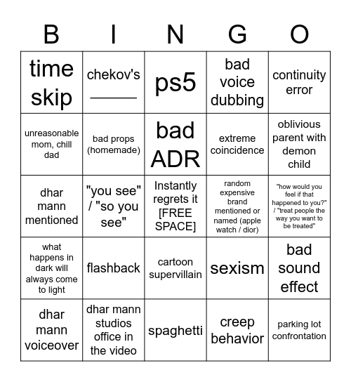 Dhar Mann Bingo v2 (modern) Bingo Card