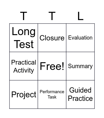 TTL 2 Bingo Card