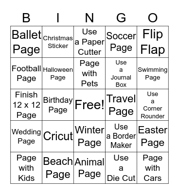 Scrapbooking Bingo Card