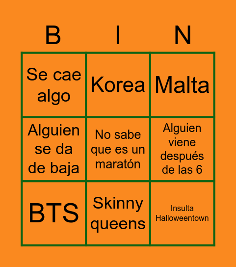 Cursed Bingo Card