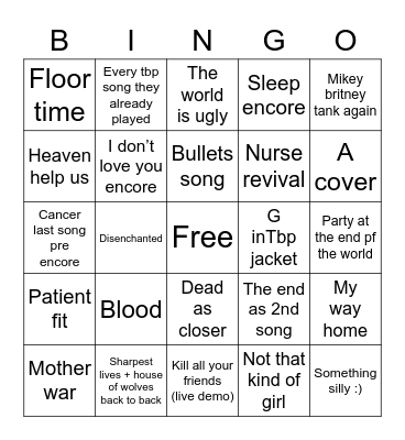 MCRLA3 Bingo Card