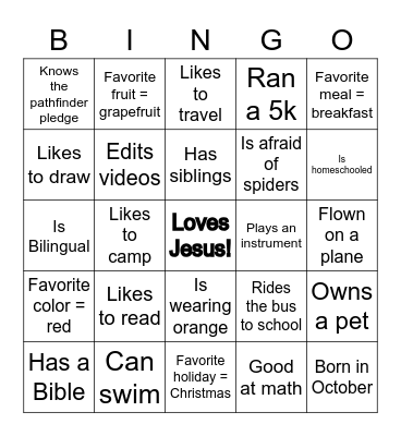 Find a Peacemaker that... Bingo Card