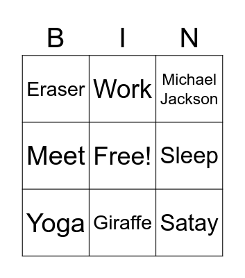 8x8 BINGO Card