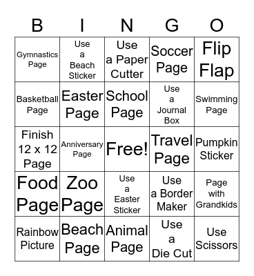 Scrapbooking Bingo Card