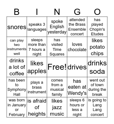 Find someone who Bingo Card