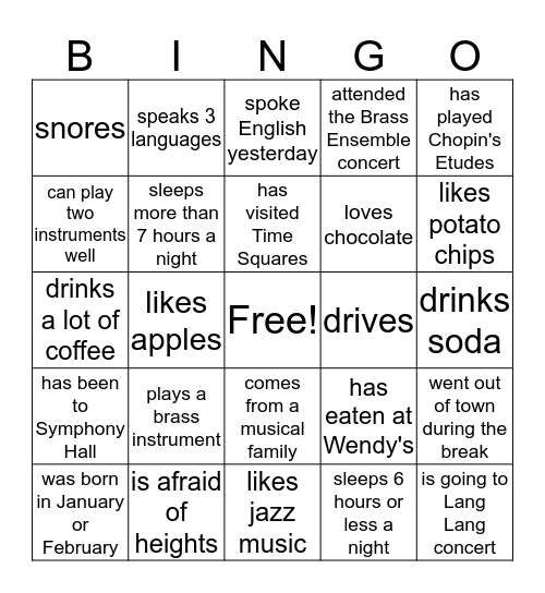 Find someone who Bingo Card