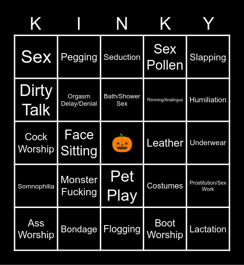 Kinktober Bingo Party! Bingo Card