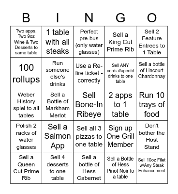 Server Bingo Card