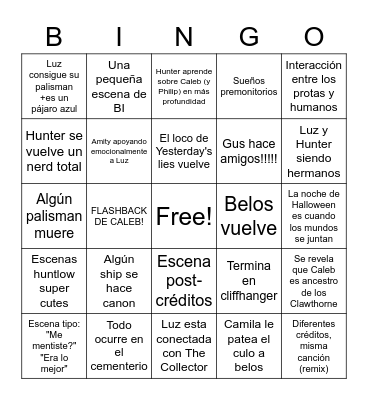 Thanks to them Bingo Card