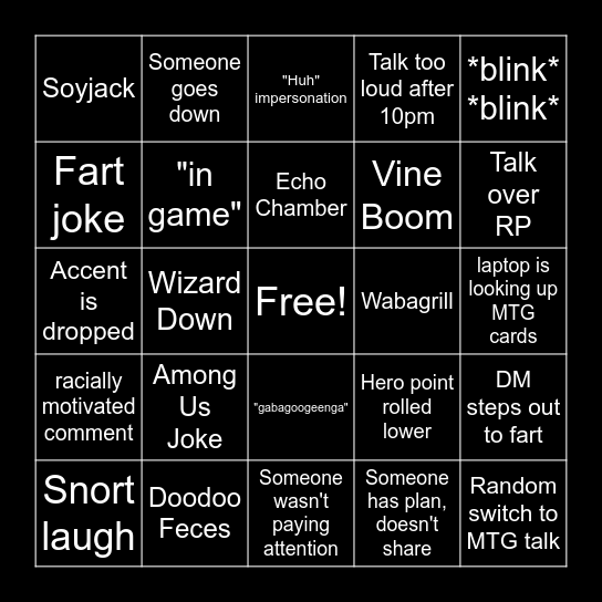 DnD Bingo Card
