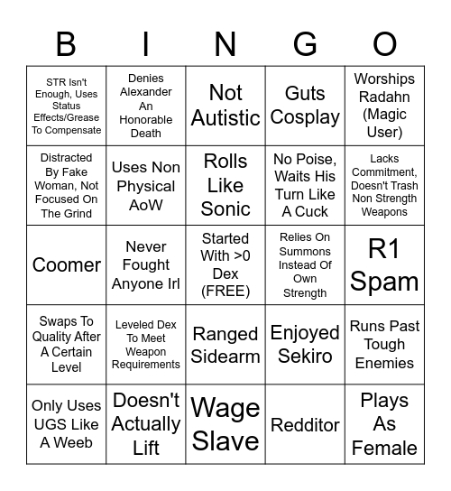 STRENGTH LARP Bingo Card