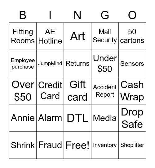 Asset Protection Bingo Card