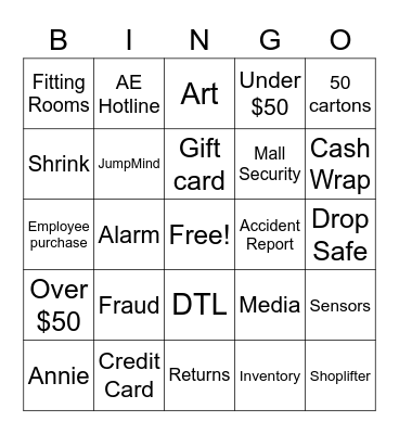 Asset Protection Bingo Card