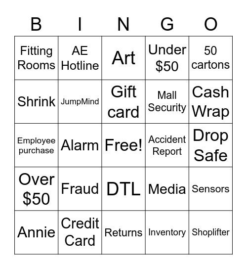 Asset Protection Bingo Card