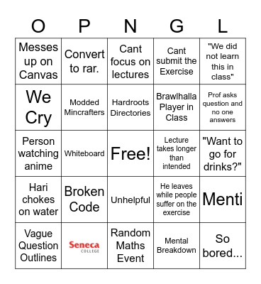 The Computer Graphics Experience Bingo Card