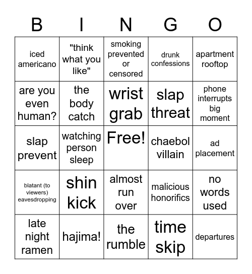 KDrama Bingo2 Bingo Card