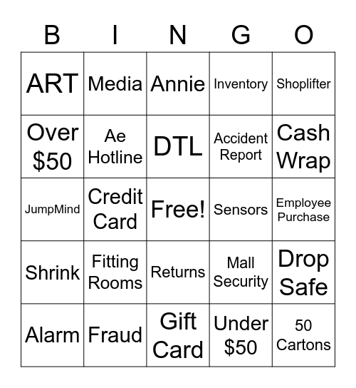 Asset Protection Bingo Card