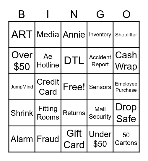 Asset Protection Bingo Card