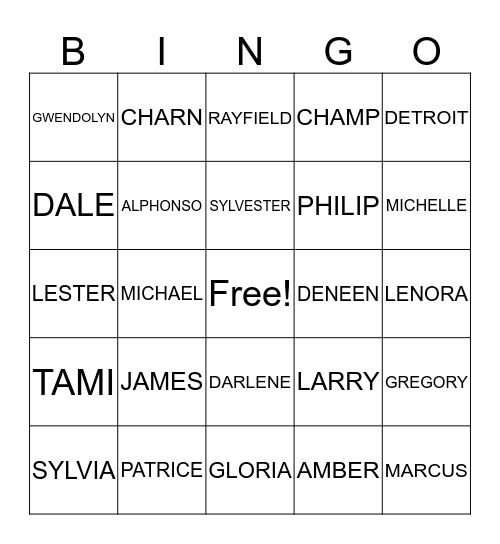 COLLINS FAMILY REUNION 2016 Bingo Card