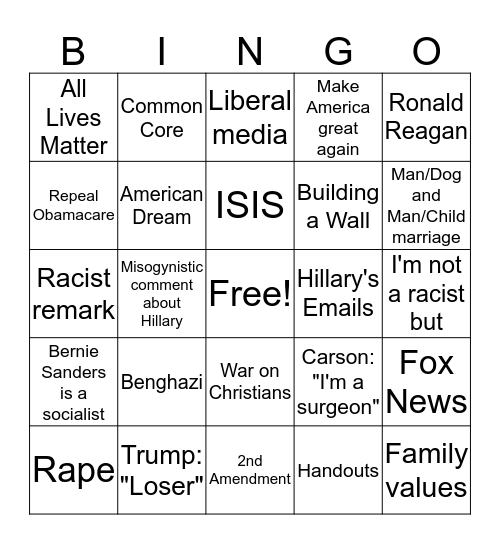 GOP Bingo Card