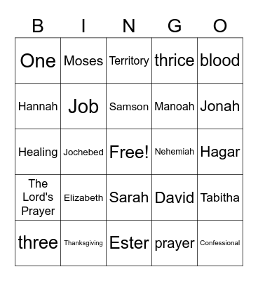 Prayer Bingo Card
