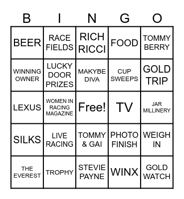 2023 MELBOURNE CUP Bingo Card