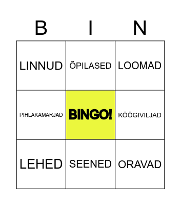 EESTI KEEL Bingo Card
