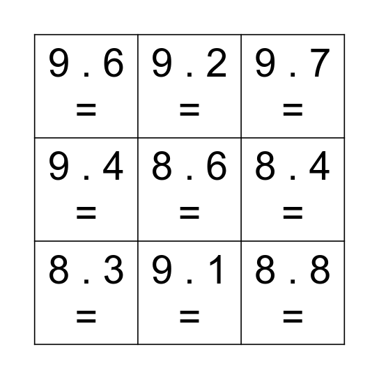 BINGO - Násobilka II Bingo Card