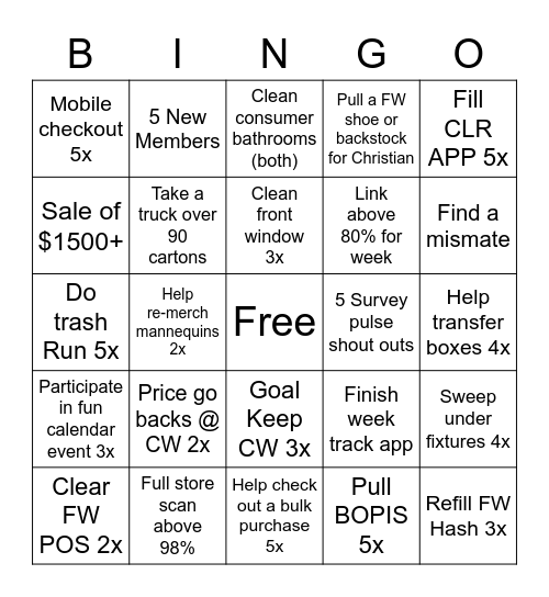 NIKE BINGO!! Bingo Card