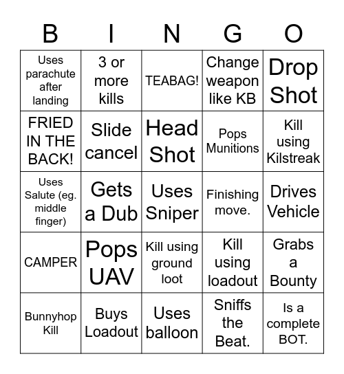 Solo Spectator Bingo! Bingo Card