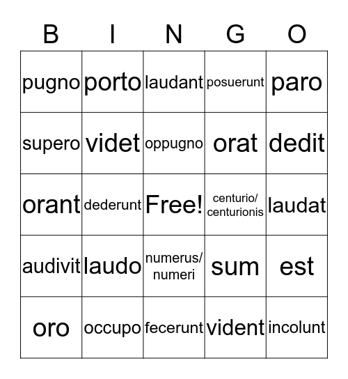 Latin Verbs (Mostly) Bingo Card