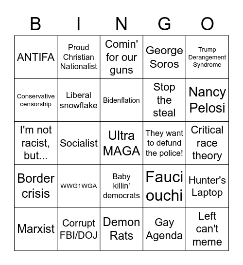 Ultra-MAGA Bingo Card