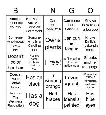 GET TO KNOW YOU Bingo Card