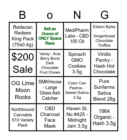 Budtender's Bingo - Advanced Edition Bingo Card