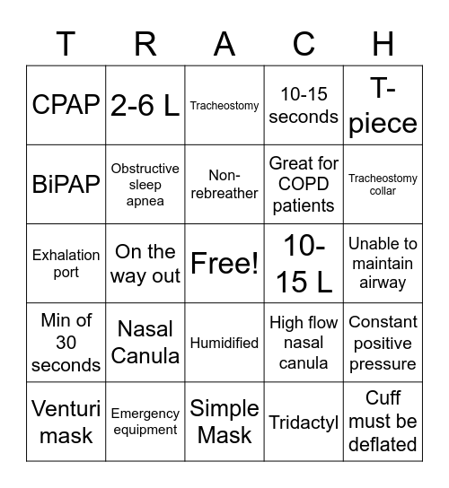 To Breath or Not to Breath Bingo Card