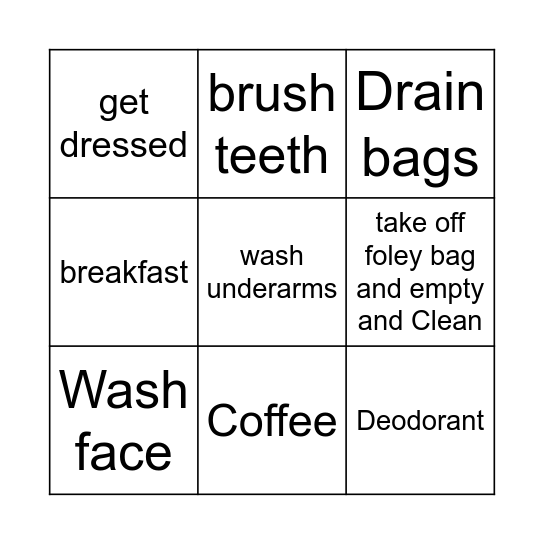 monday morning Bingo Card