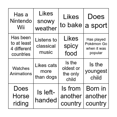 People Bingo Card