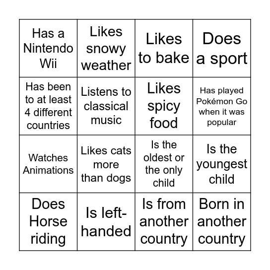 People Bingo Card