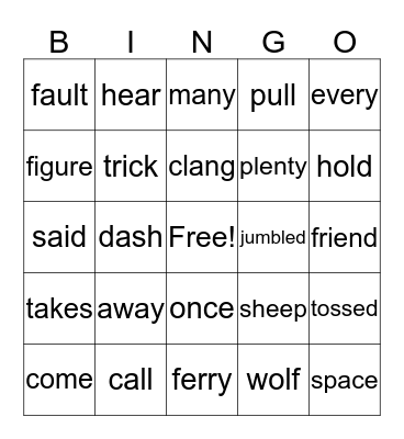 Lesson 6 Bingo Card